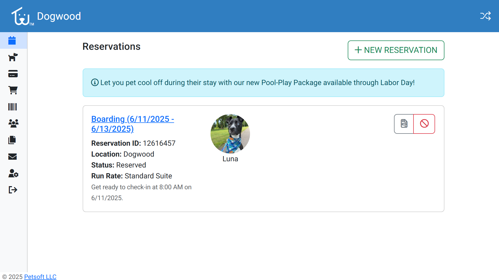 Preview of the Petsoft Pet Parent Reservation Dashboard